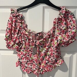 NWT Zara Floral Crop Blouse